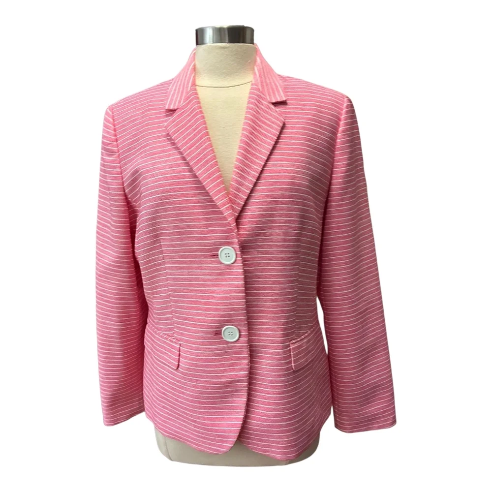 Le Suit | Career Suit Separates in Pink with White Stripes Size 14 - Picture 1 of 6
